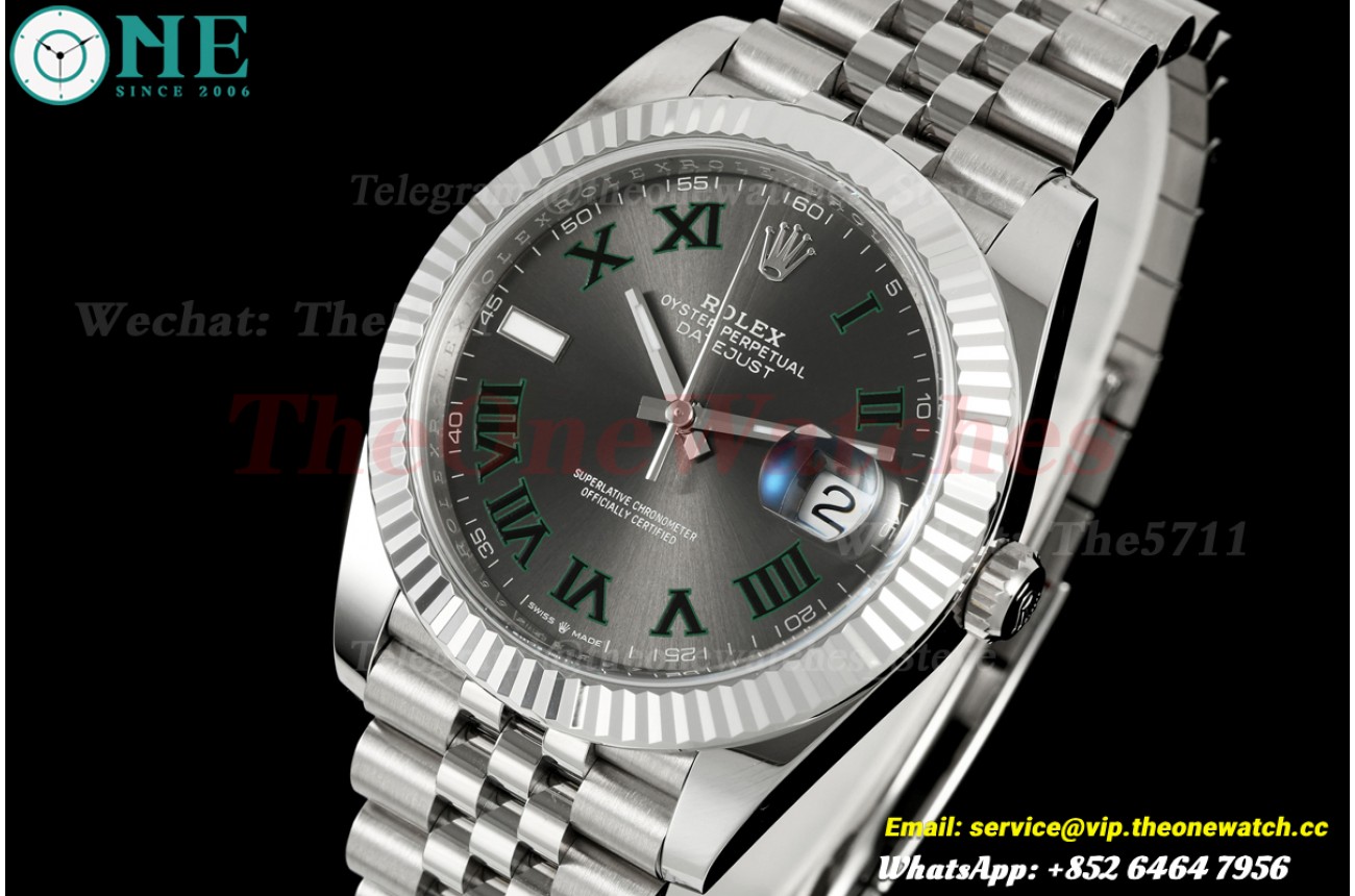Datejust 126334 41mm Wimbledon Jus SS/SS Grey/Rmn WDF JH3235 (Free Sprung)