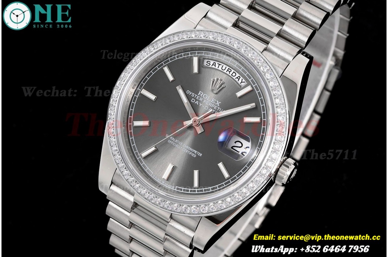 DayDate 228349 40mm Pres SS/SS Grey/Stk GSF A3255 (Tungsten Heavy Version)