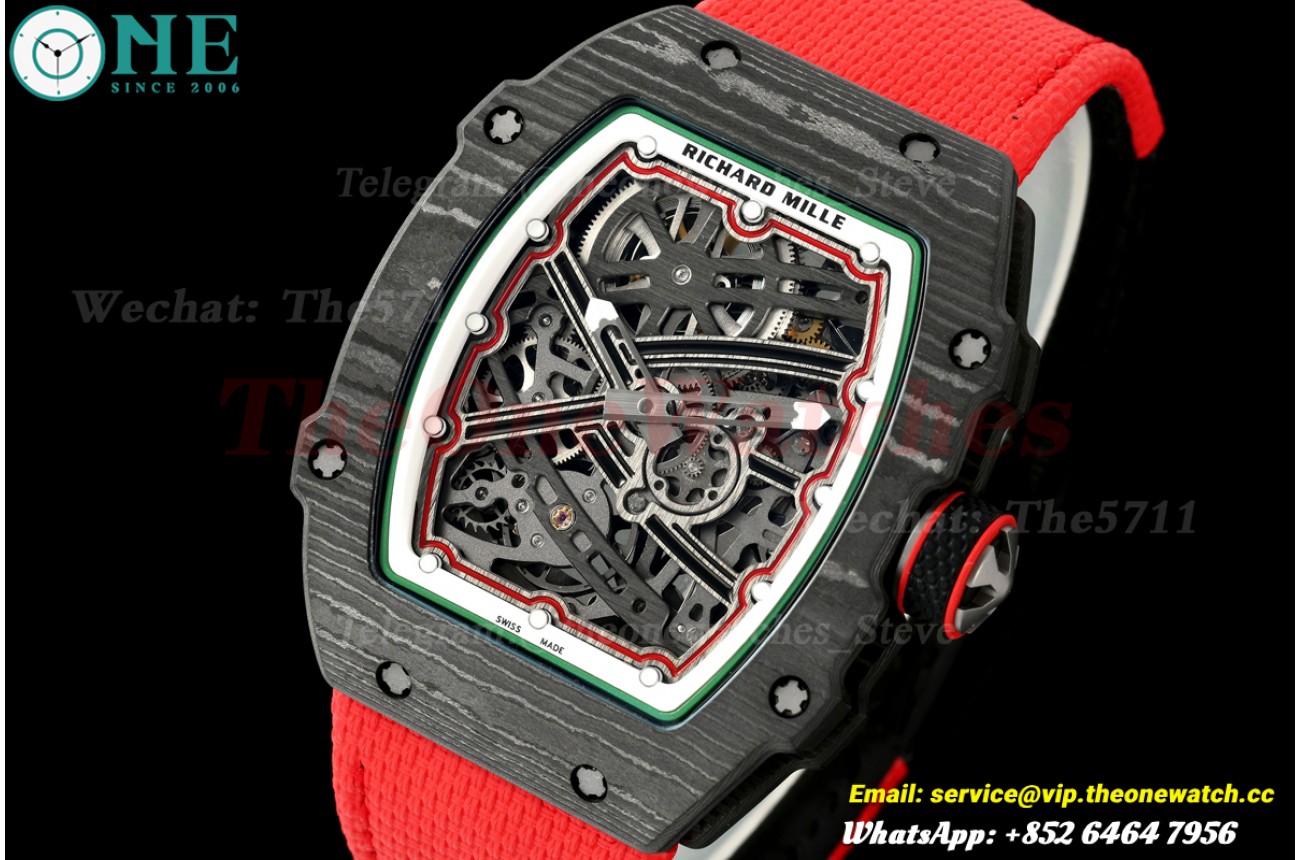 RM67-02 Black NTPT Skeleton Dial on Red Elastic Strap RICH CRMA7 Super Clone