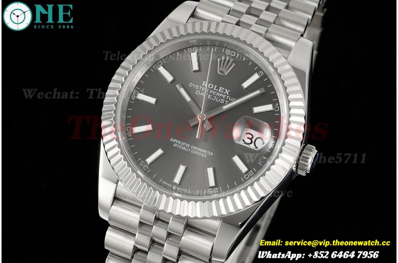 Datejust 41mm Grey/Stk SS/SS Jubilee 904L DIW A3235