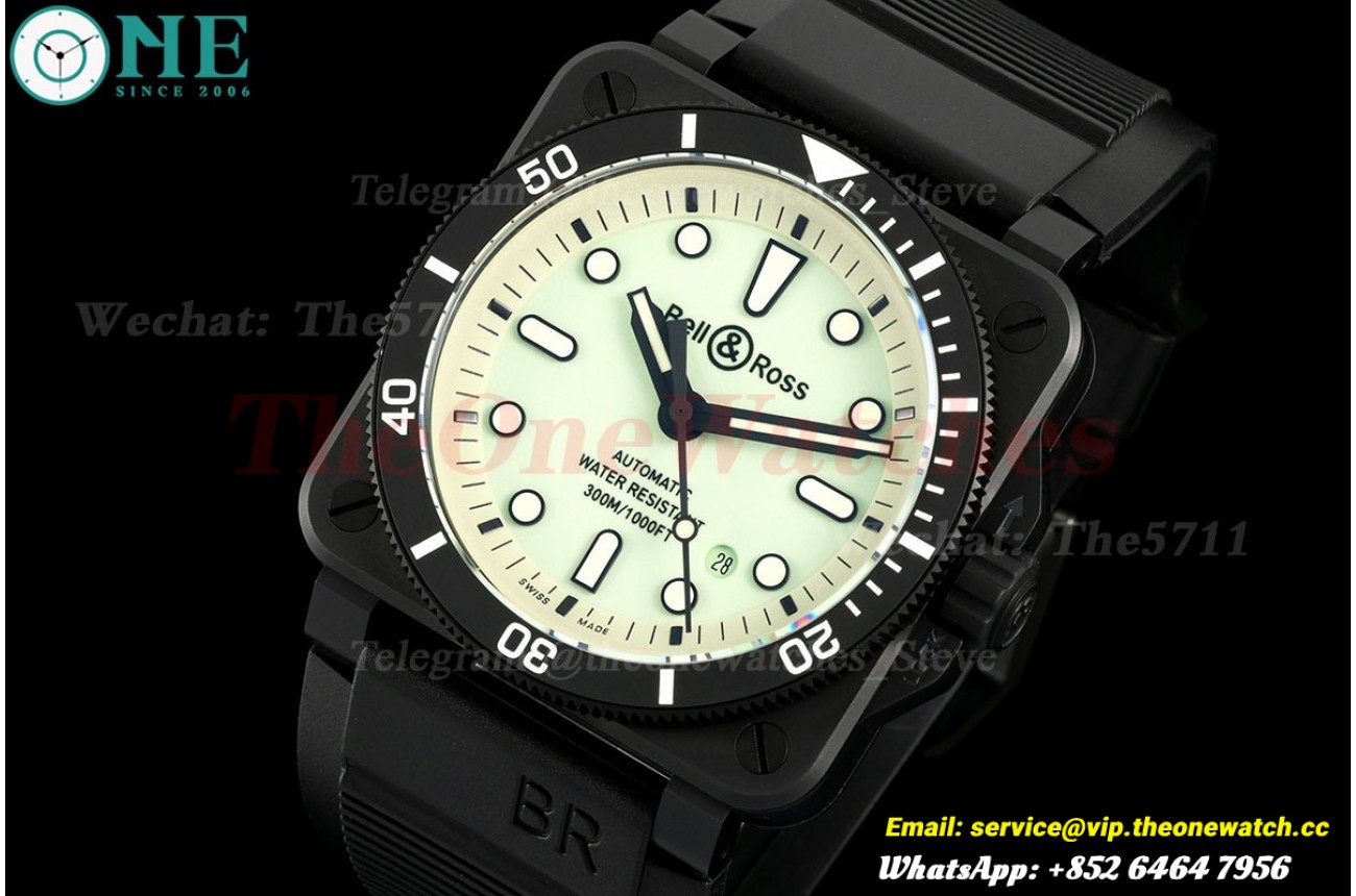 BR03 42mm Cer/RU Green Dial M+F A2892