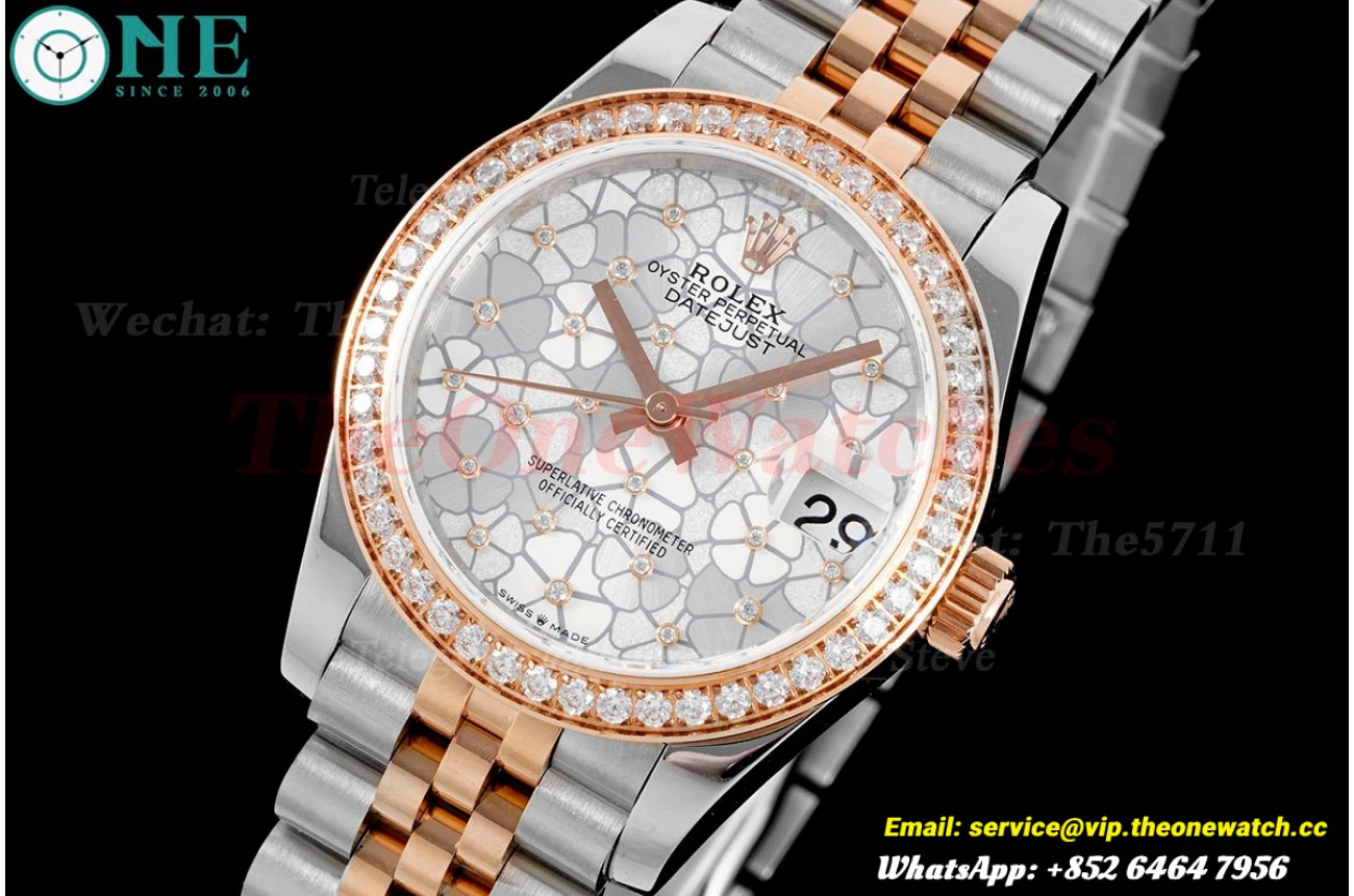 Datejust 31mm SS/RG Dia Jubilee White Flower JDF A2824