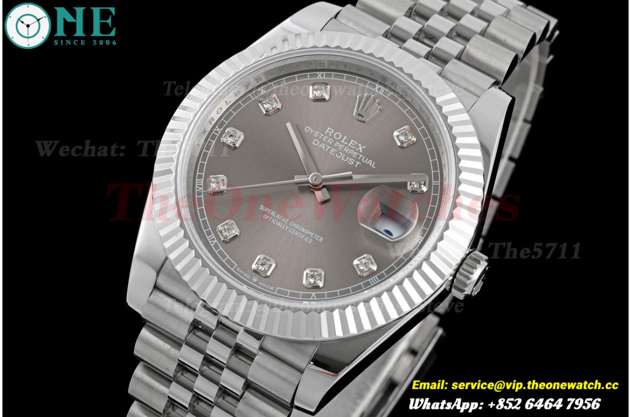 Datejust 126334 41mm Jub SS/SS Grey/Dia QF JH3235 (Weighted) (Free Sprung)