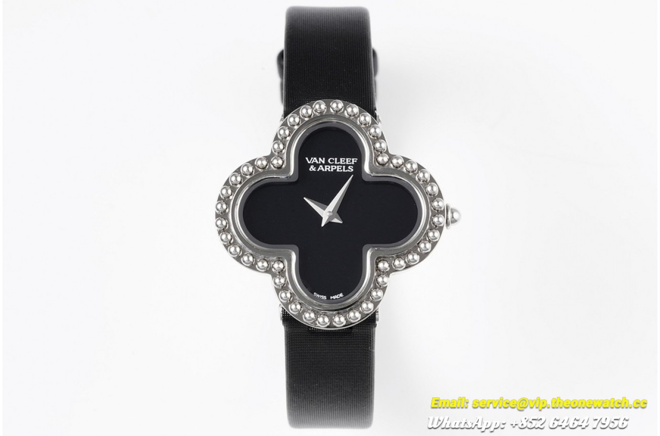 Van CLeef & Arpels - Alhambra Ladies 30.2mm SS/SA Black Dial BVF Quartz