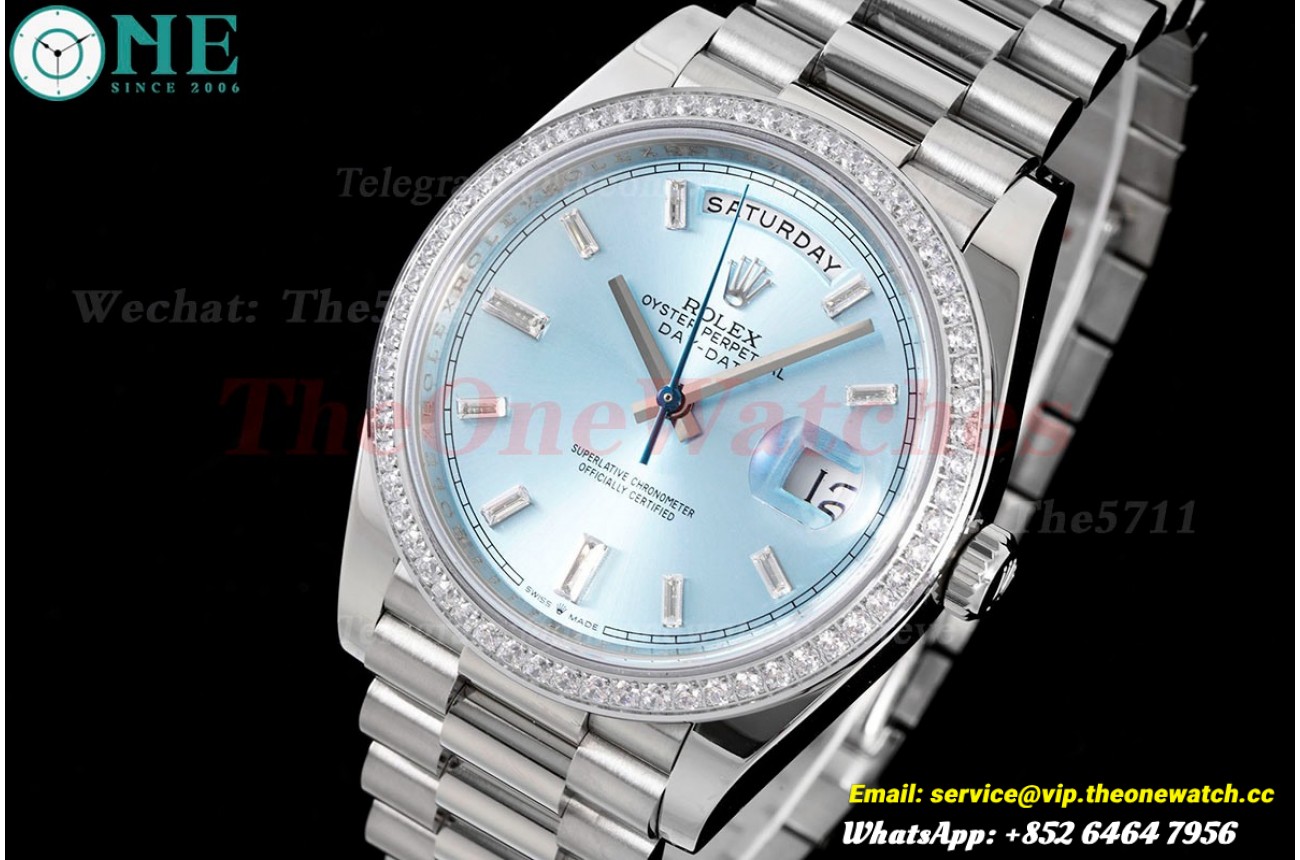 DayDate 228349 40mm Pres SS/SS Ice Blue/Dia GSF A3255 (Tungsten Heavy Version)