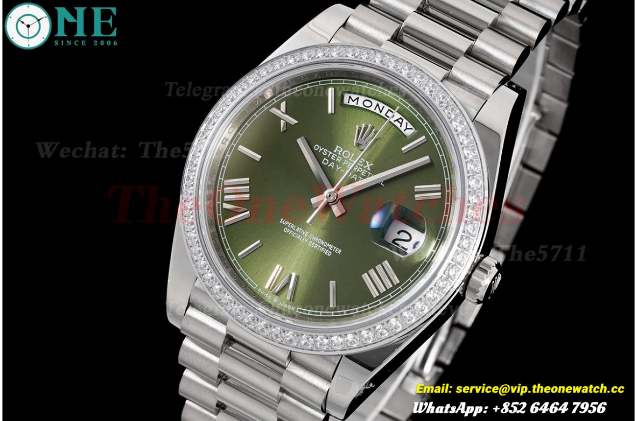 DayDate 228349 40mm Pres SS/SS Green Dial GSF A3255 (Tungsten Heavy Version)