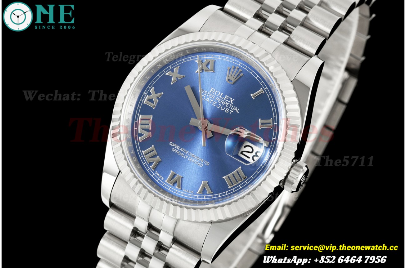 Datejust 116234 36mm Jub SS/SS Blue/Rmn Dial JRF VR3135