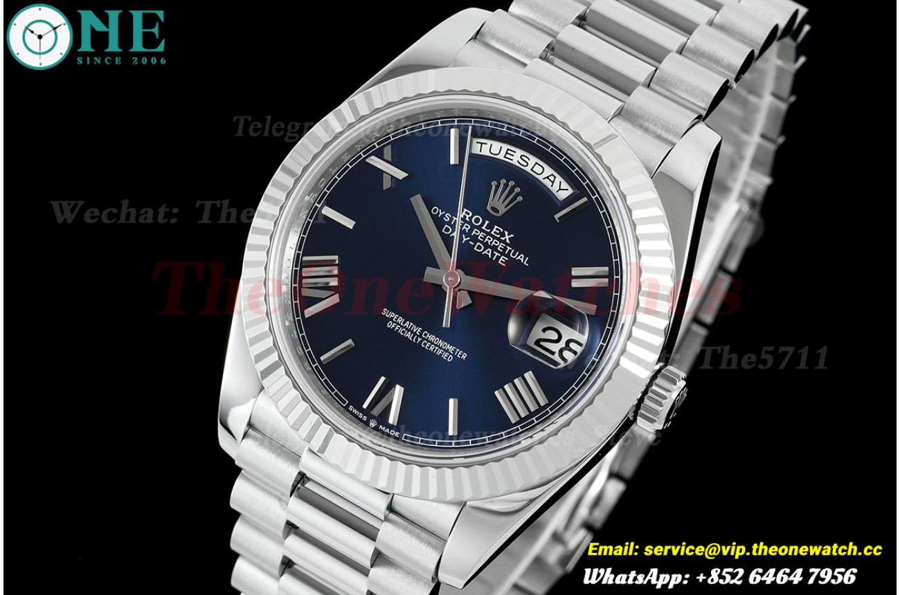 DayDate 228239 40mm SS/SS Blue/Rmn QF V8 SH3255 (Weighted Approx.190g)