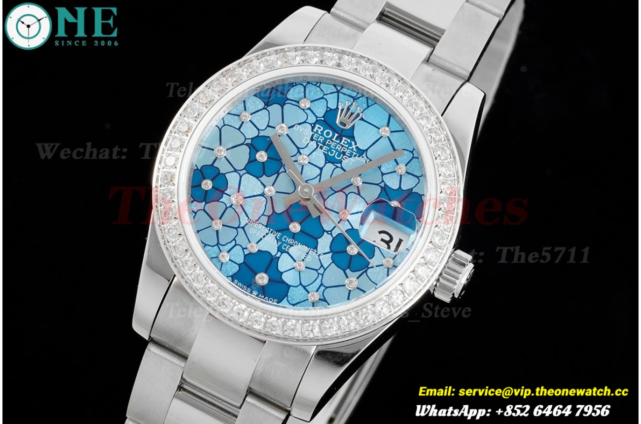 Datejust 31mm SS/SS Dia Oyster Blue Flower JDF A2824