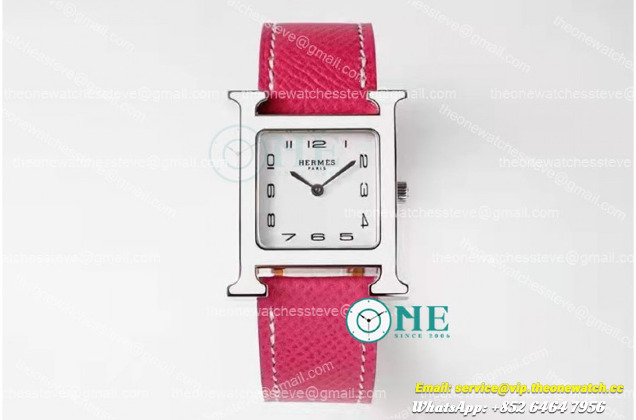 Hermes - Heure H SS/LE White/Num Pink Lacquered BVF Swiss Quartz