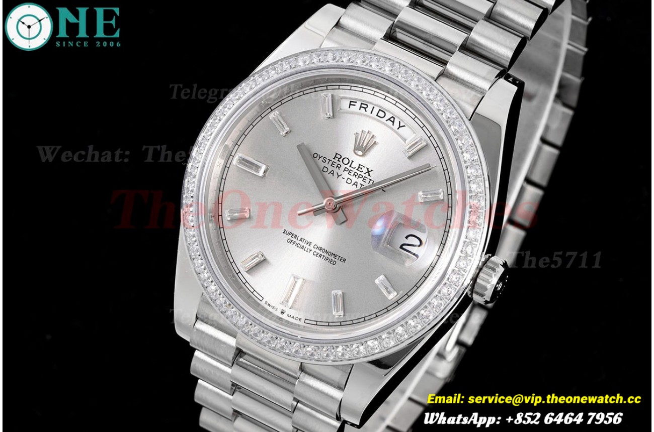 DayDate 228349 40mm Pres SS/SS Silver/Dia GSF A3255 (Tungsten Heavy Version)