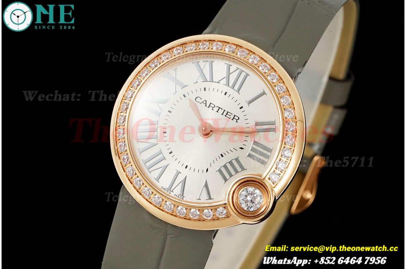 Ballon Blanc Ladies 30mm Dia Green RG/LE Silver Dial AF Quartz