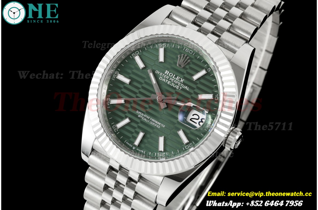 Datejust 126334 41mm Jub SS/SS Green Textured/Stk GoldF JH3235 (Weighted) (Free Sprung)
