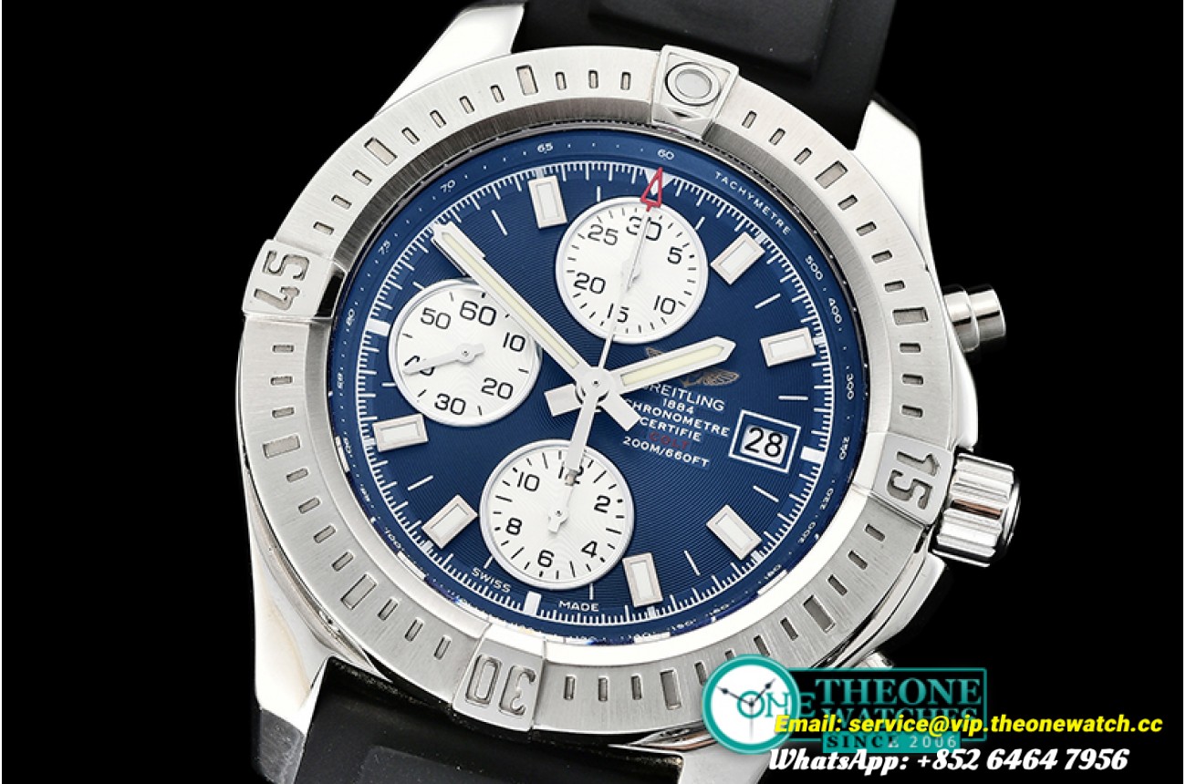 Breitling - Colt 44mm Chronograph Automatic SS/RU Blue/Stk A7750
