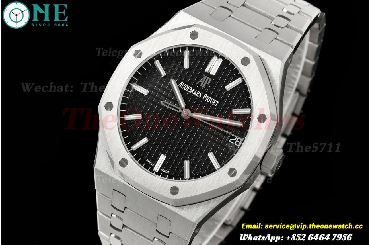 Royal Oak 41mm 15500 SS/SS Black/Stk OCTA SA4302 (Free Sprung)