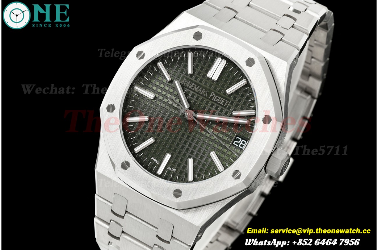 Royal Oak 41mm 15510 SS/SS Green/Stk OCTA SA4302 (Free Sprung)