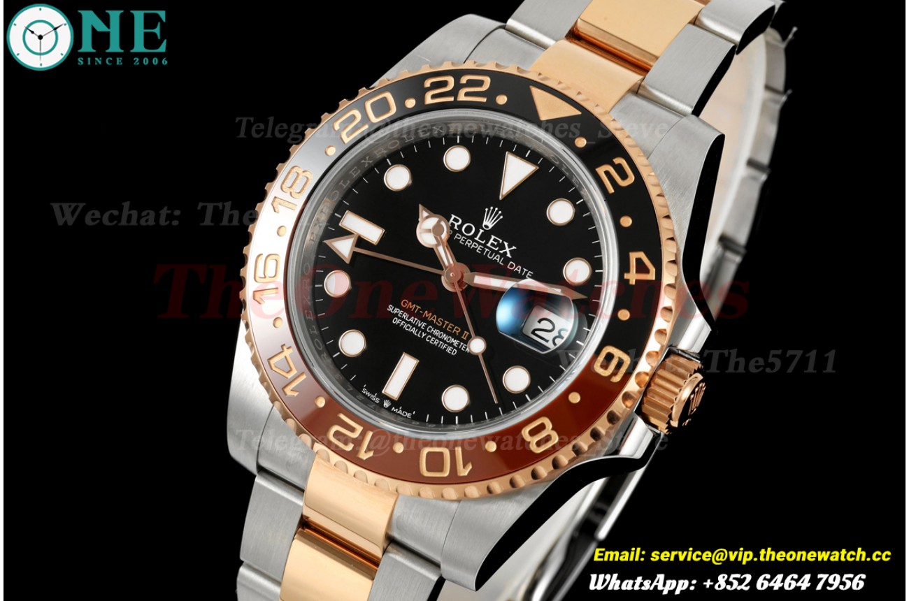 GMT Master II 126711CHNR Oys 40mm SS/RG Black Dial WF SH3285 (Weighted Approx.175g)