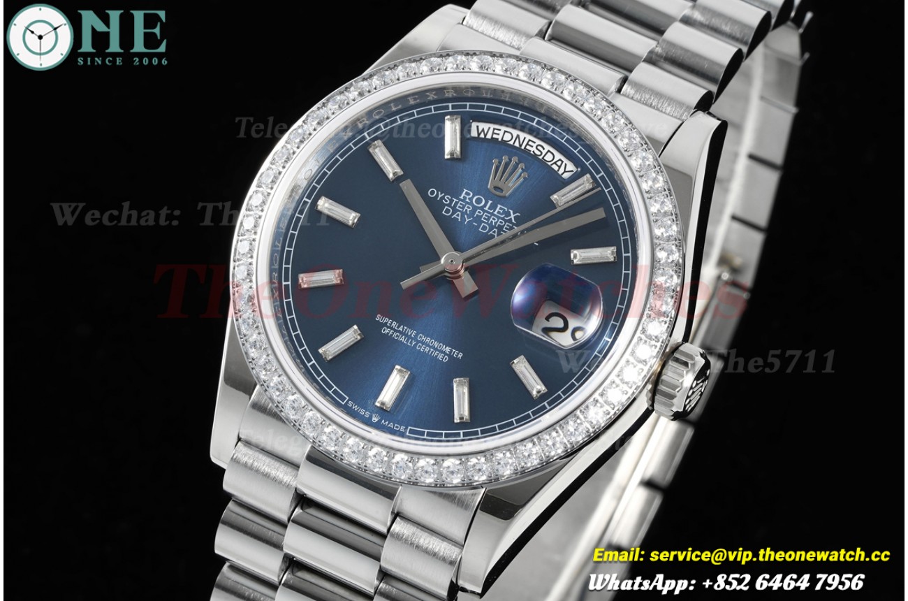 DayDate 128239 36mm Dia SS/SS Blue/Dia KF A2836(Gain Weight)