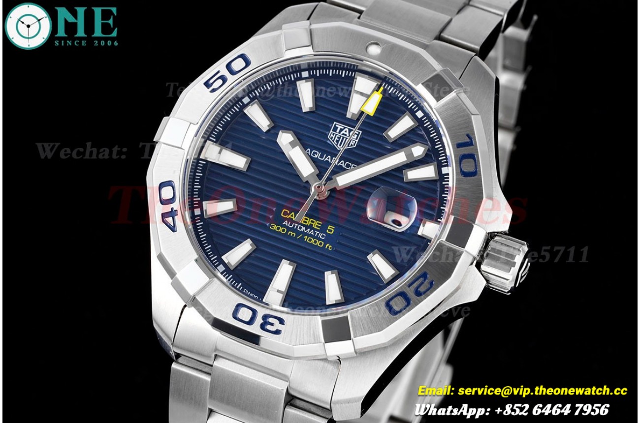 Aquaracer Caliber 5 43mm SS/SS Blue Textured TARF SW200