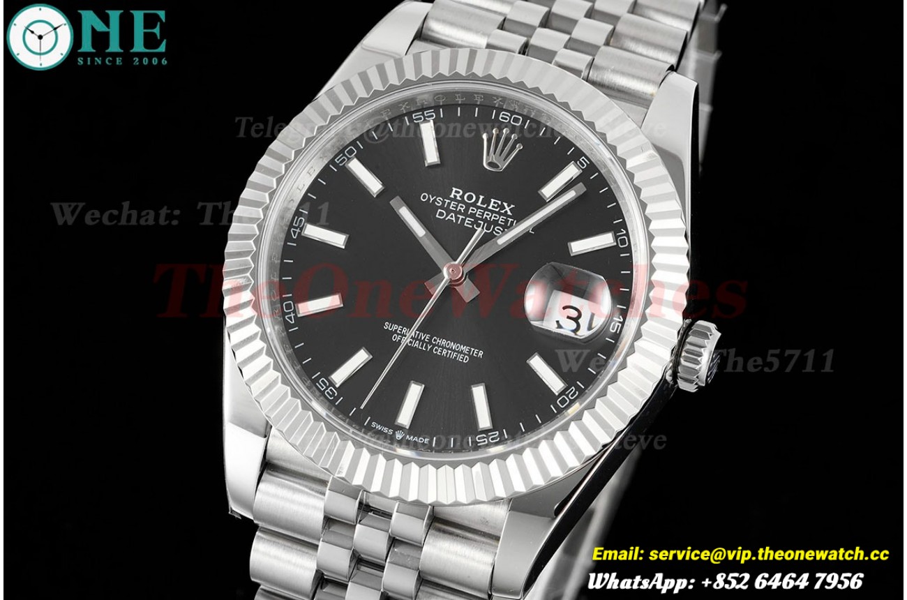 Datejust 41mm Black/Stk SS/SS Jubilee 904L DIW A3235