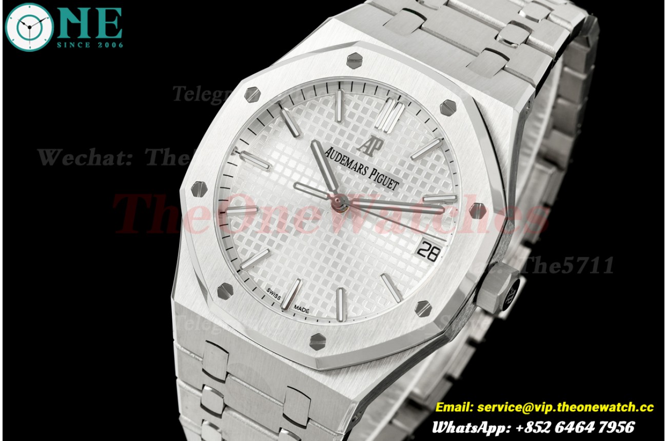 Royal Oak 41mm 15500 SS/SS White/Stk OCTA SA4302 (Free Sprung)