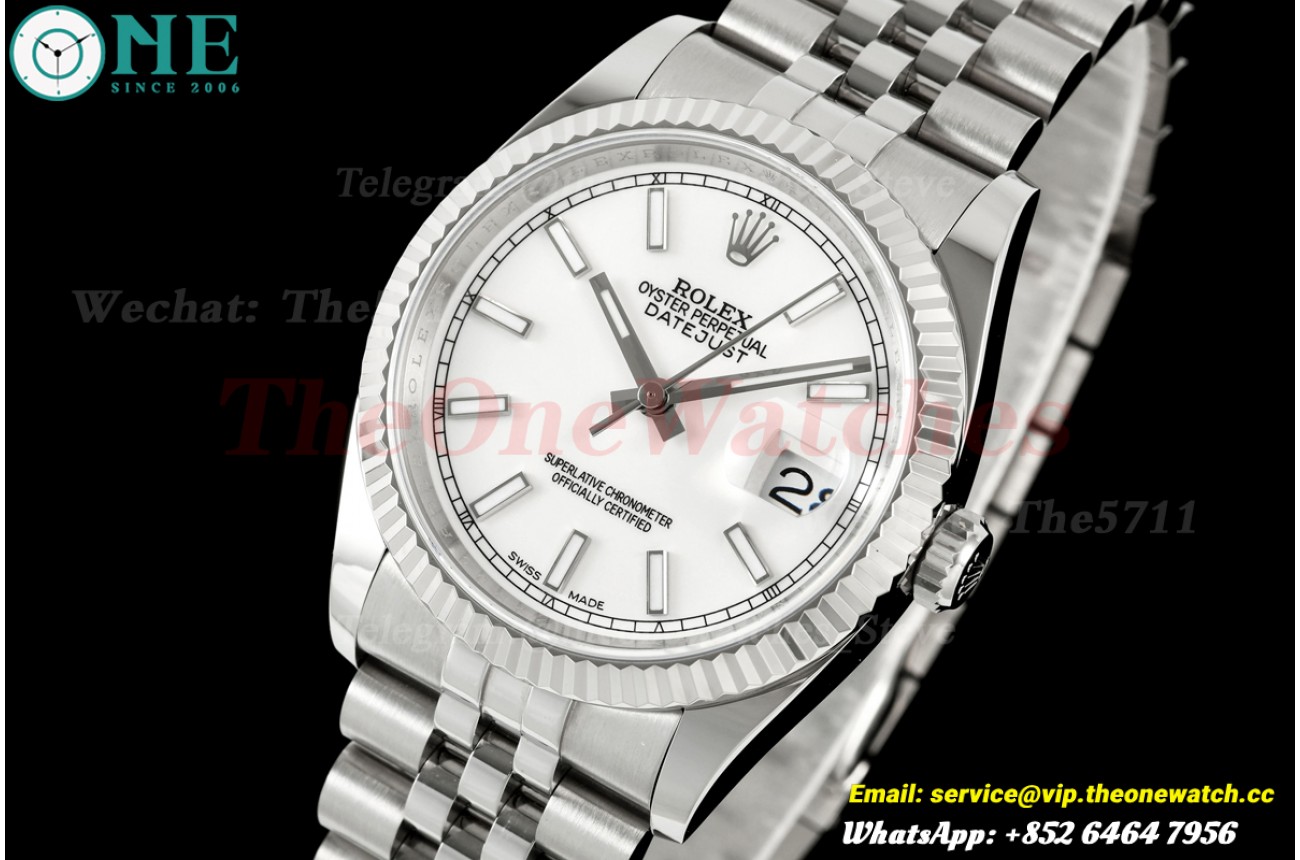 Datejust 116234 36mm Jub SS/SS White/Stk JRF VR3135