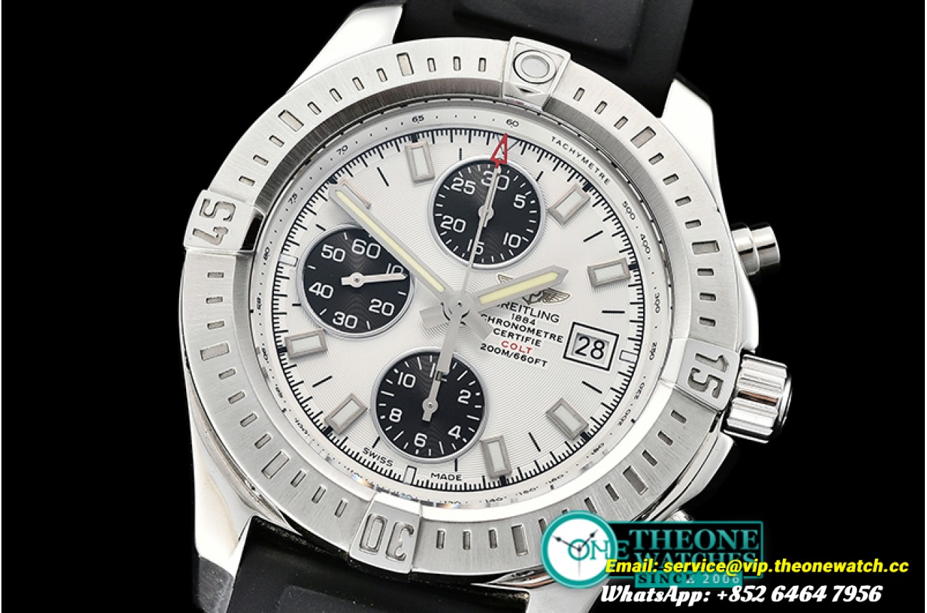 Breitling - Colt 44mm Chronograph Automatic SS/RU Wht/Stk A7750