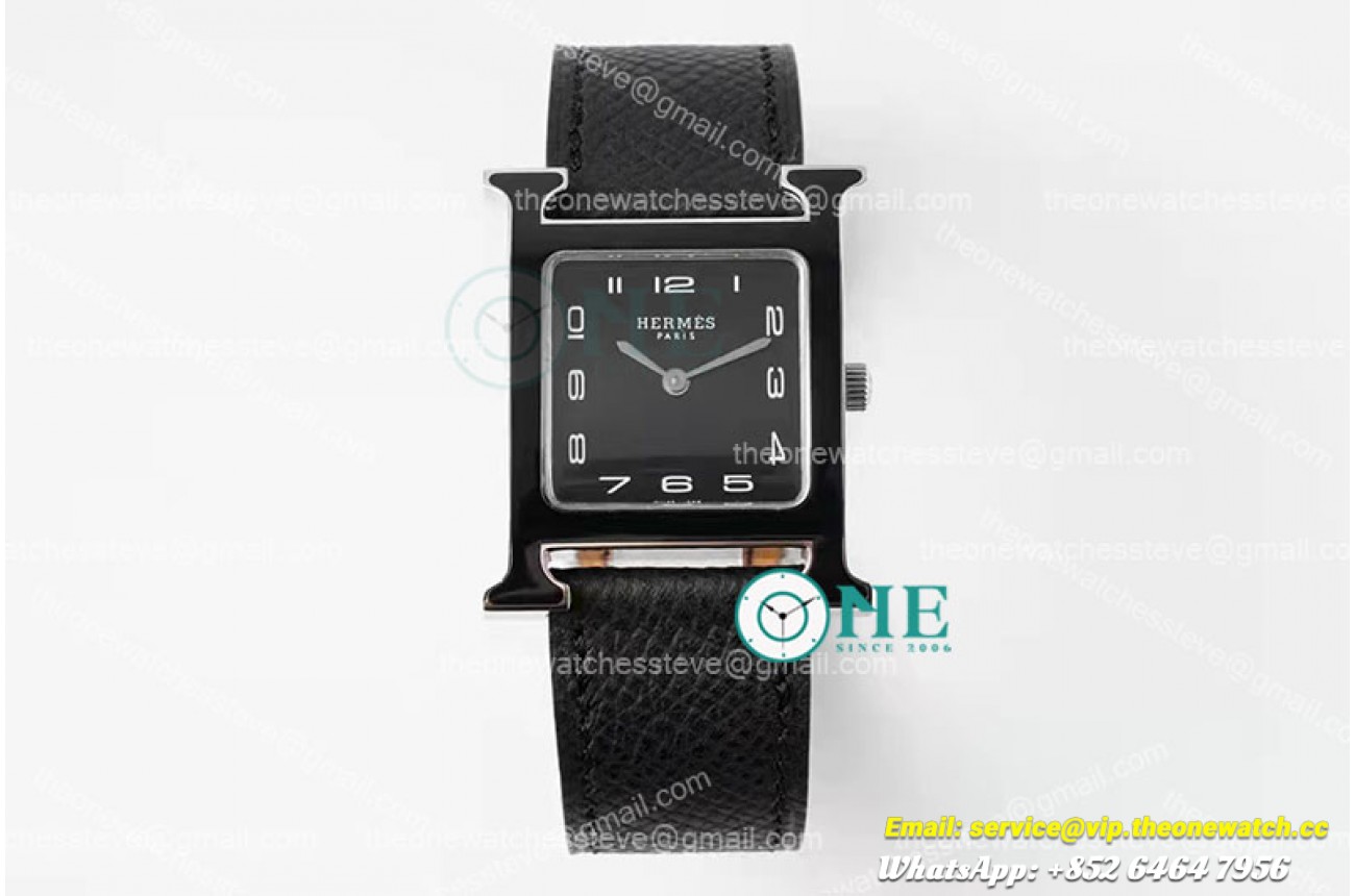 Hermes - Heure H SS/LE Blk/Num Blk Lacquered BVF Swiss Quartz