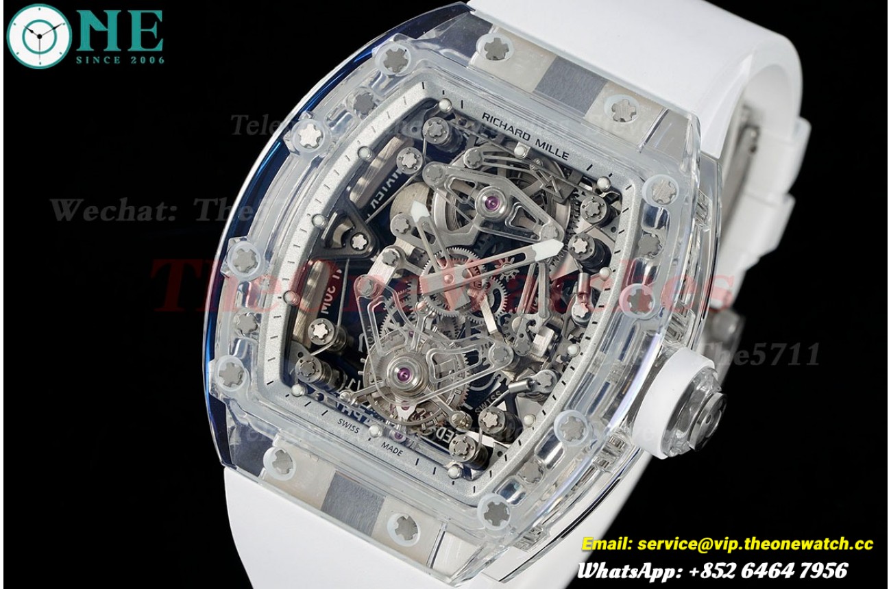 RM56-02 44mm Skeleton Dial on White Rubber Strap RMF Tourb