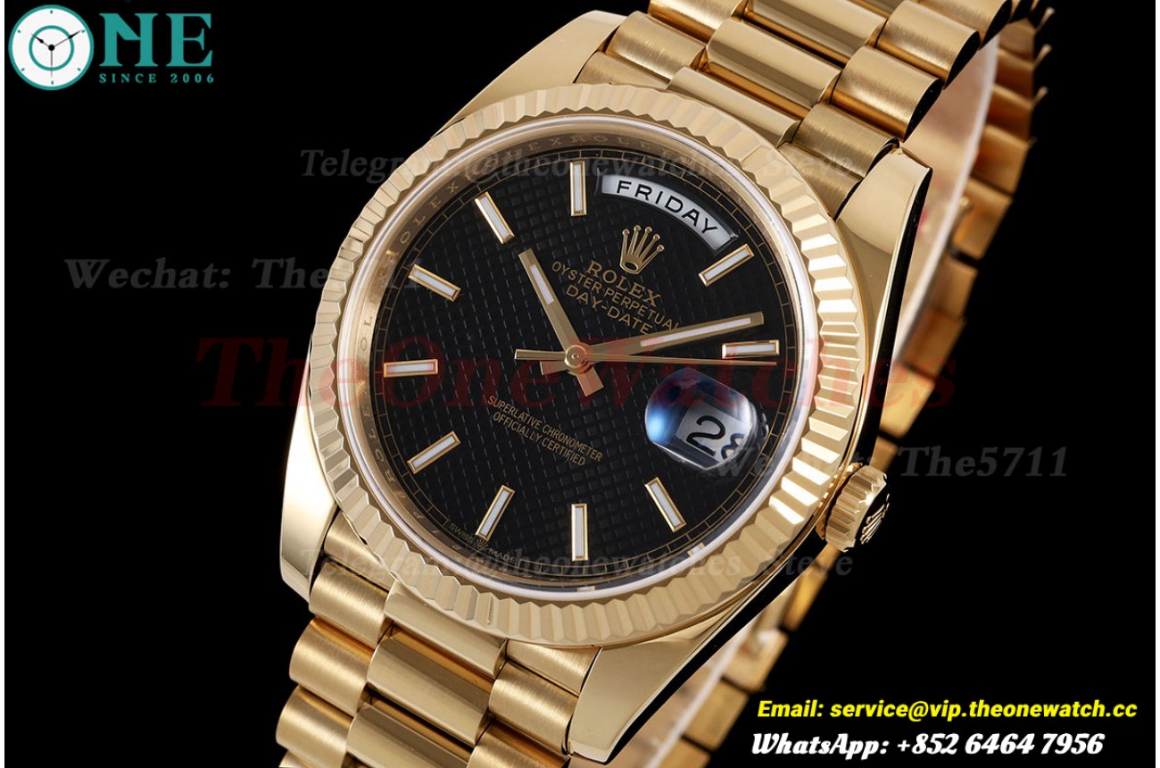 DayDate 228238 40mm YG/YG Black Textured/Stk TMF VR3255 (Gain Weight)