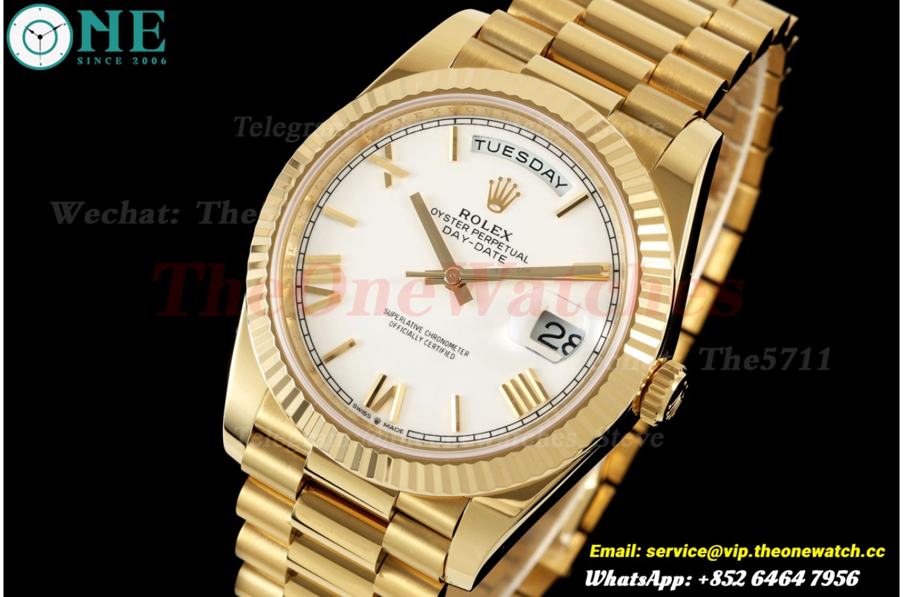 DayDate 228238 40mm YG/YG White/Rmn RCF VR3255 (Weighted Approx.210g)