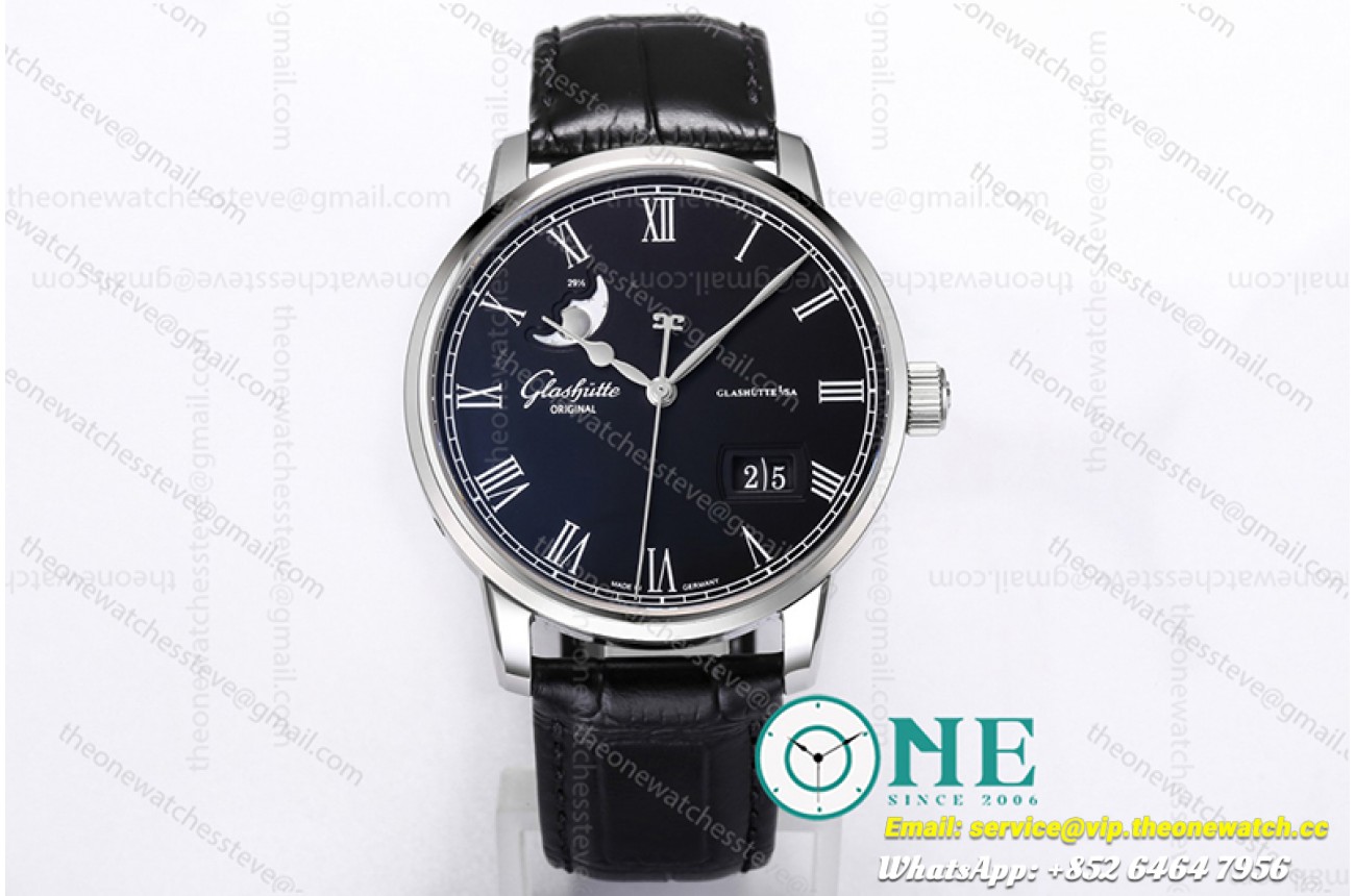 Glashutte - Excellence Panorama Date Moonphase SS/LE Black V9F A2824