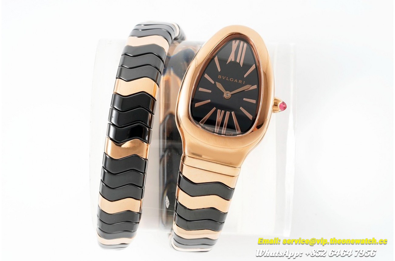 Serpenti Spiga 35mm Blk RG/Cer Black Dial BVF Swiss Qtz
