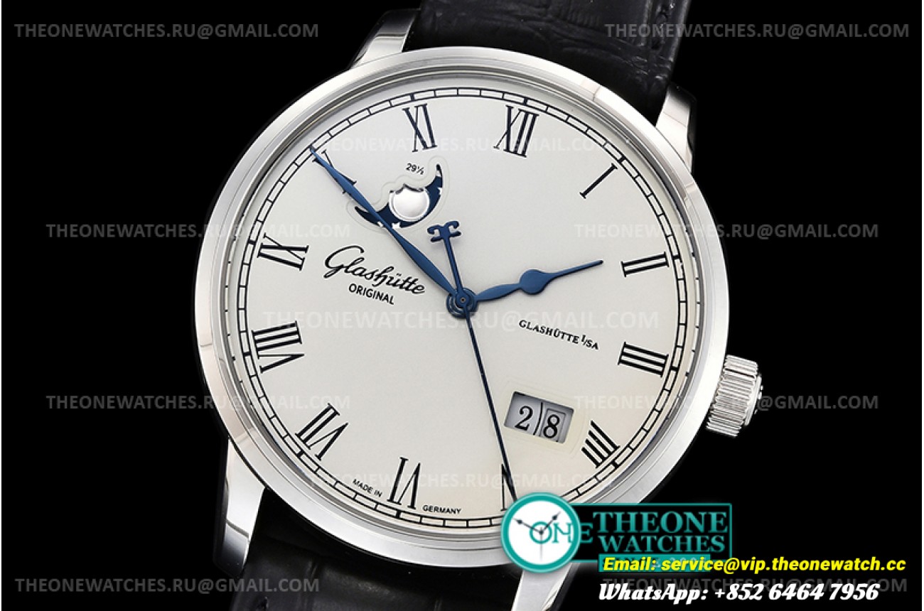 Glashutte - Excellence Panorama Date Moonphase SS/LE Wht V9F A2824