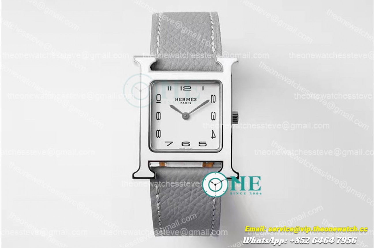 Hermes - Heure H SS/LE White/Num Gray Lacquered BVF Swiss Quartz